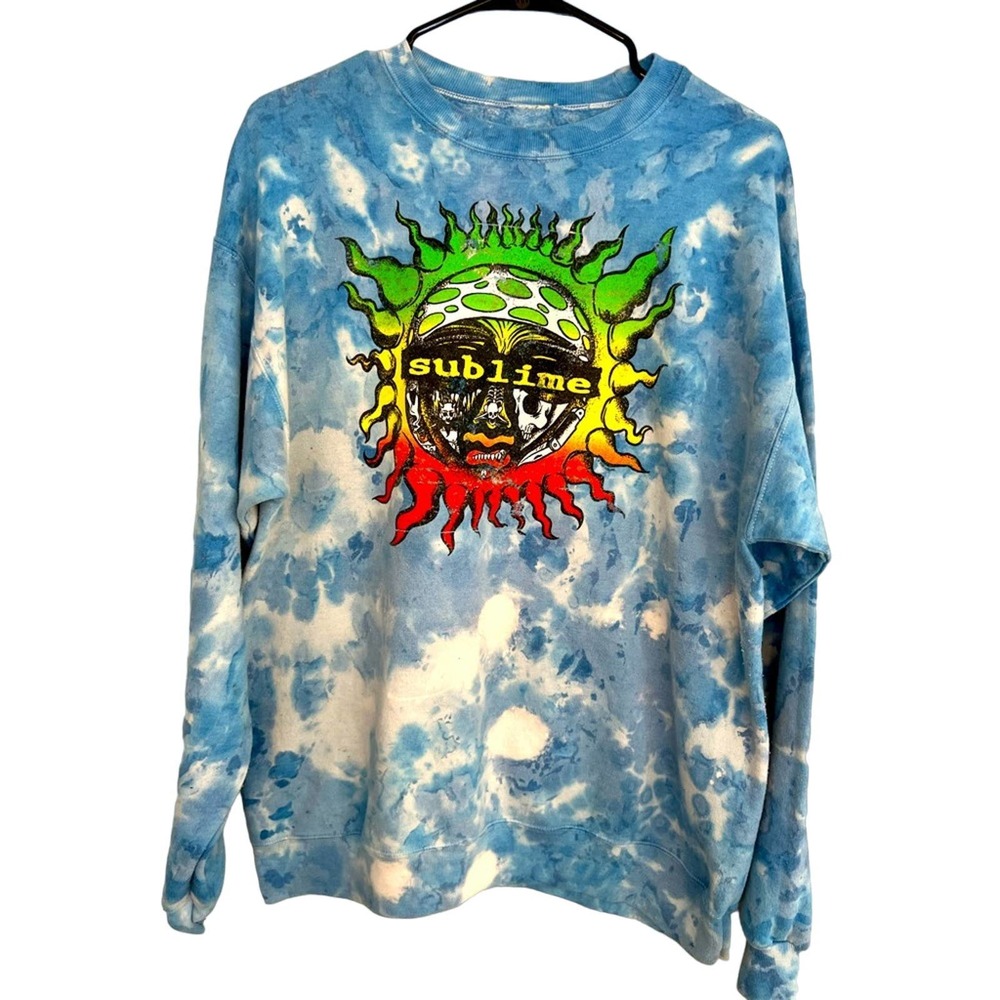 SUBLIME LONG BEACH BLUE TIE DYE CREWNECK SWEATSHIRT SZ LARGE NICE